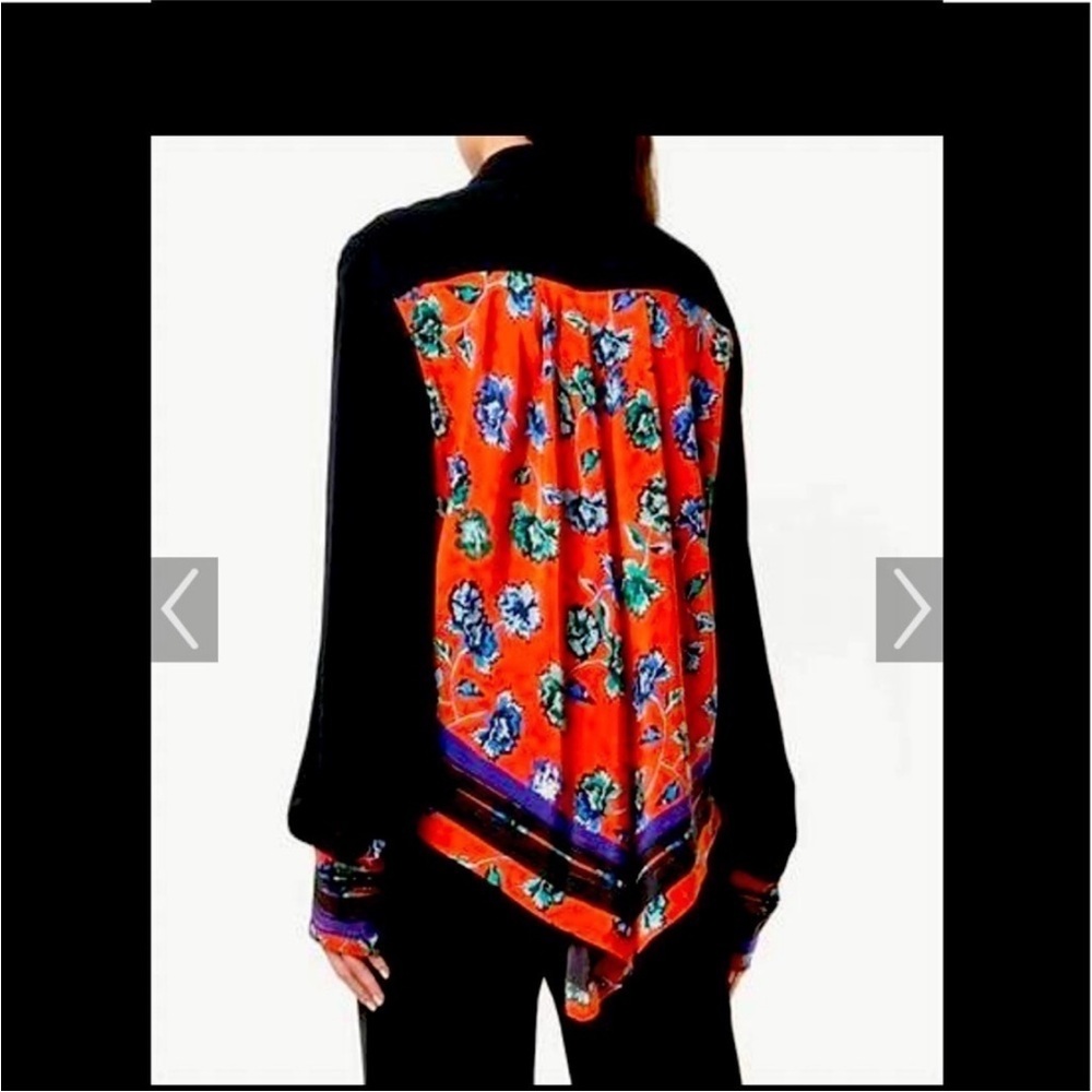 Derek Lam 10 Crosby Viscose floral button down blouse size 4